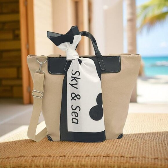 Large Canvas Crossbody Bag Women Tote with Zipper Top Handle Inside Pockets - Picture 3 of 9